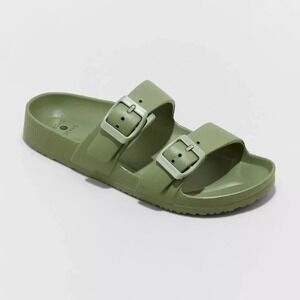 Women's Neida EVA Two Band Footbed Slide Sandals - Shade & Shore Olive Green 5